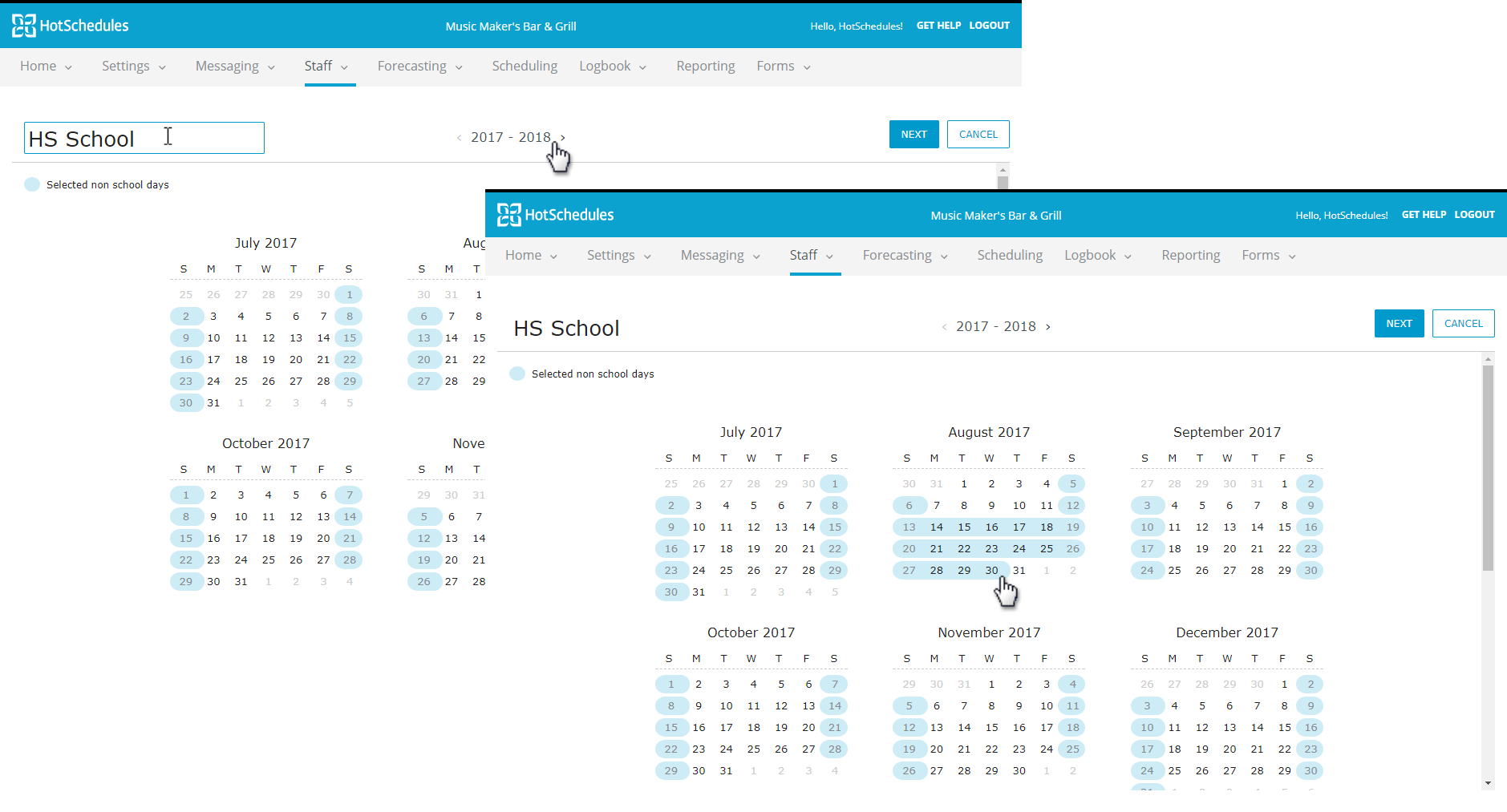 HS: Setting Up School Calendars Fourth HotSchedules Customer