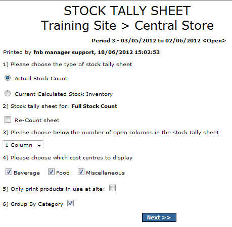 Fig.9 This image shows the available options when an interface for the stock sheet is selected