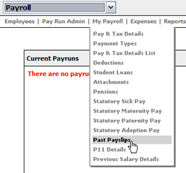 Fig 2 - My Payroll dropdown