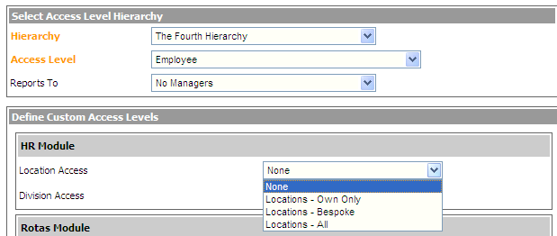 Fig.5 Access page within employee set up.