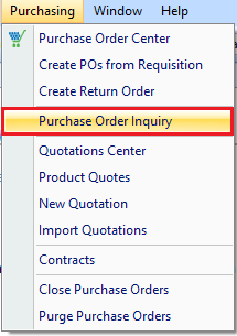 Purchase Order Inquiry drop down