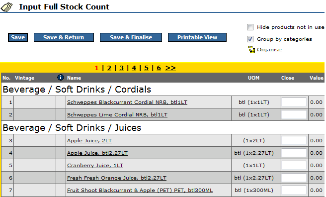 Fig 4 - Stock Count Input Page
