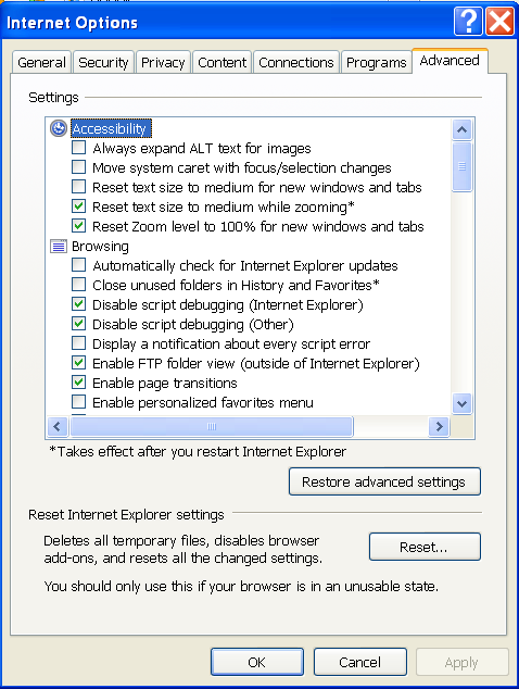 Reset web. ACTIVEX Explorer. ACTIVEX.