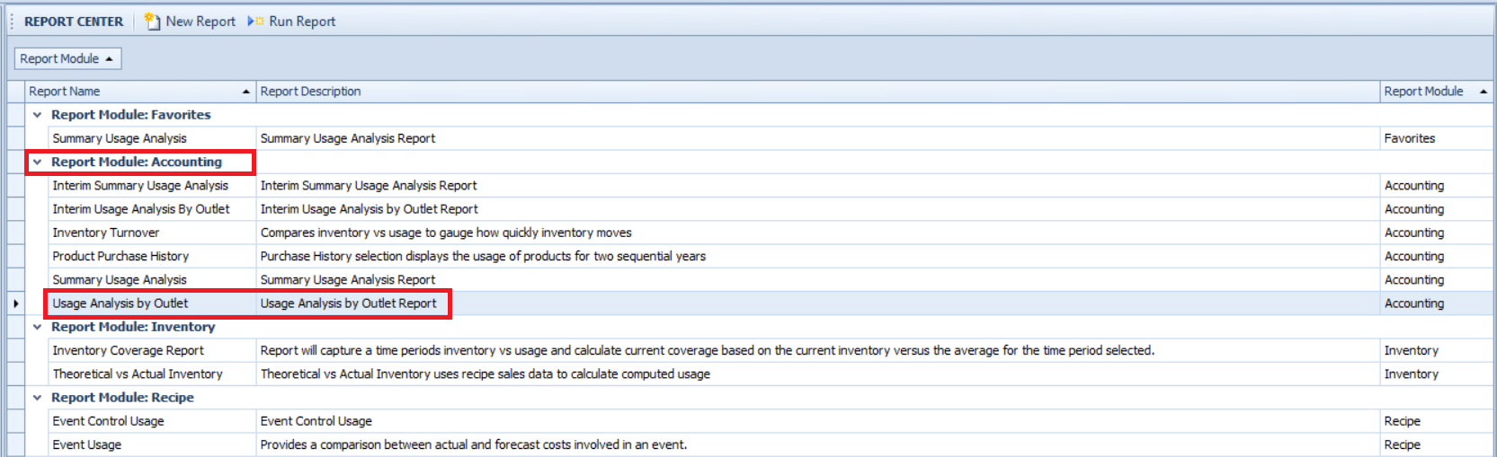 Fig.1 - Running the Usage Analysis By Outlet report