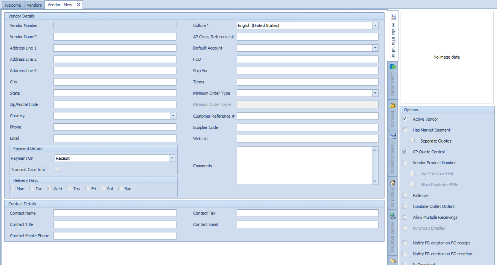 Fig. 1 - Creating a new vendor
