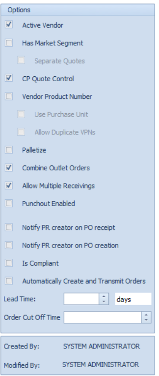 Fig 7. Vendor Options