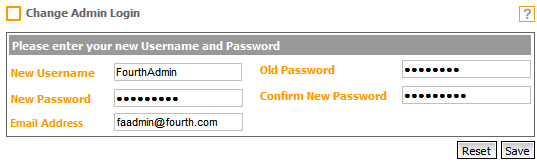 Fig. 3 - Completed Change Admin Login Form