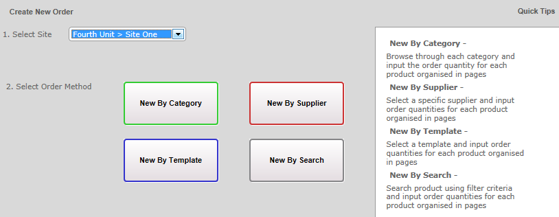 Fig 5 - Order Interface Options