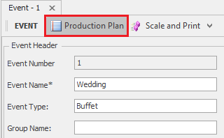 Production Planner accessed in Event Plan