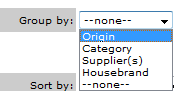 Fig.21 This image shows the group by options when sorting product view via the organise page