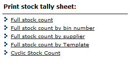 Fig.3 This shows the interface options available when selecting to print a stock tally sheet