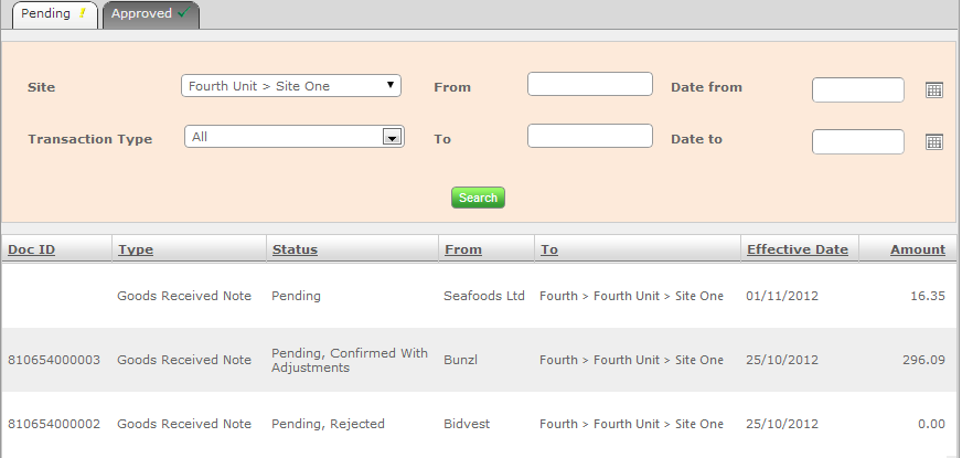 Fig 15 - Pending Documents with EDI Status