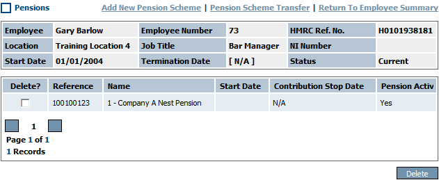 Fig 1 – Pensions Page