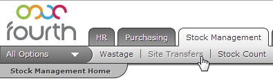Fig 01 - Stock Management Tab with Site Transfer Option