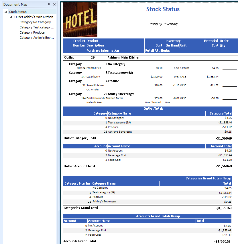 Stock Status Report