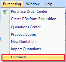 Contracts access in drop down menu