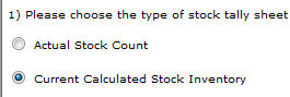 Fig 5 - Stock Tally Sheet - First Option