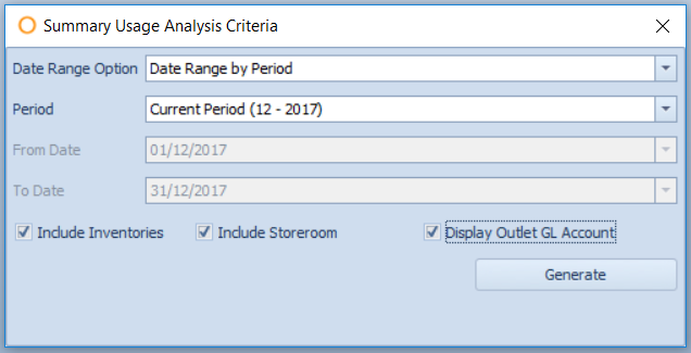 Fig.2 - Report Criteria for the Summary Usage Analysis report