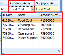 Ordering GL account becomes accessible