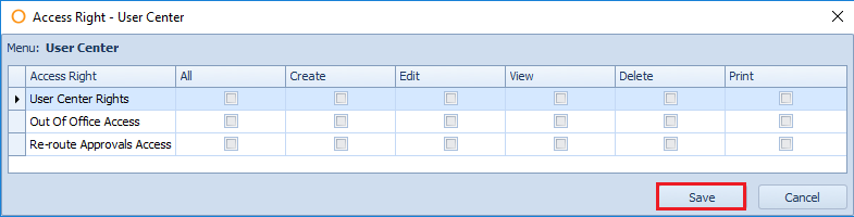 Access Right - User Center