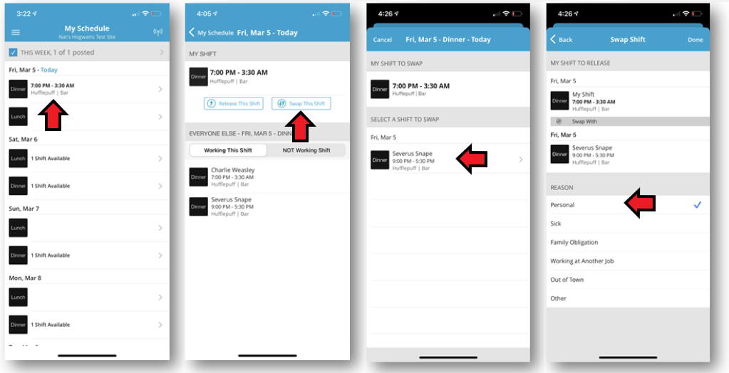 HS Mobile Apps Picking Up, Releasing, and Swapping Shifts Fourth