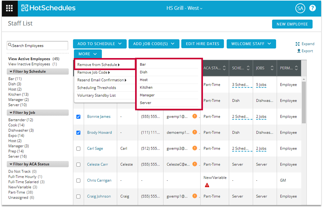 HS: Assigning and Removing Schedules from Employees – Fourth ...