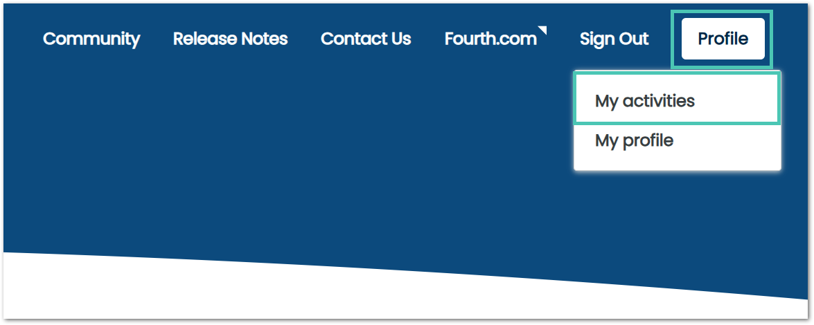 My Activities Drop-down from Homepage